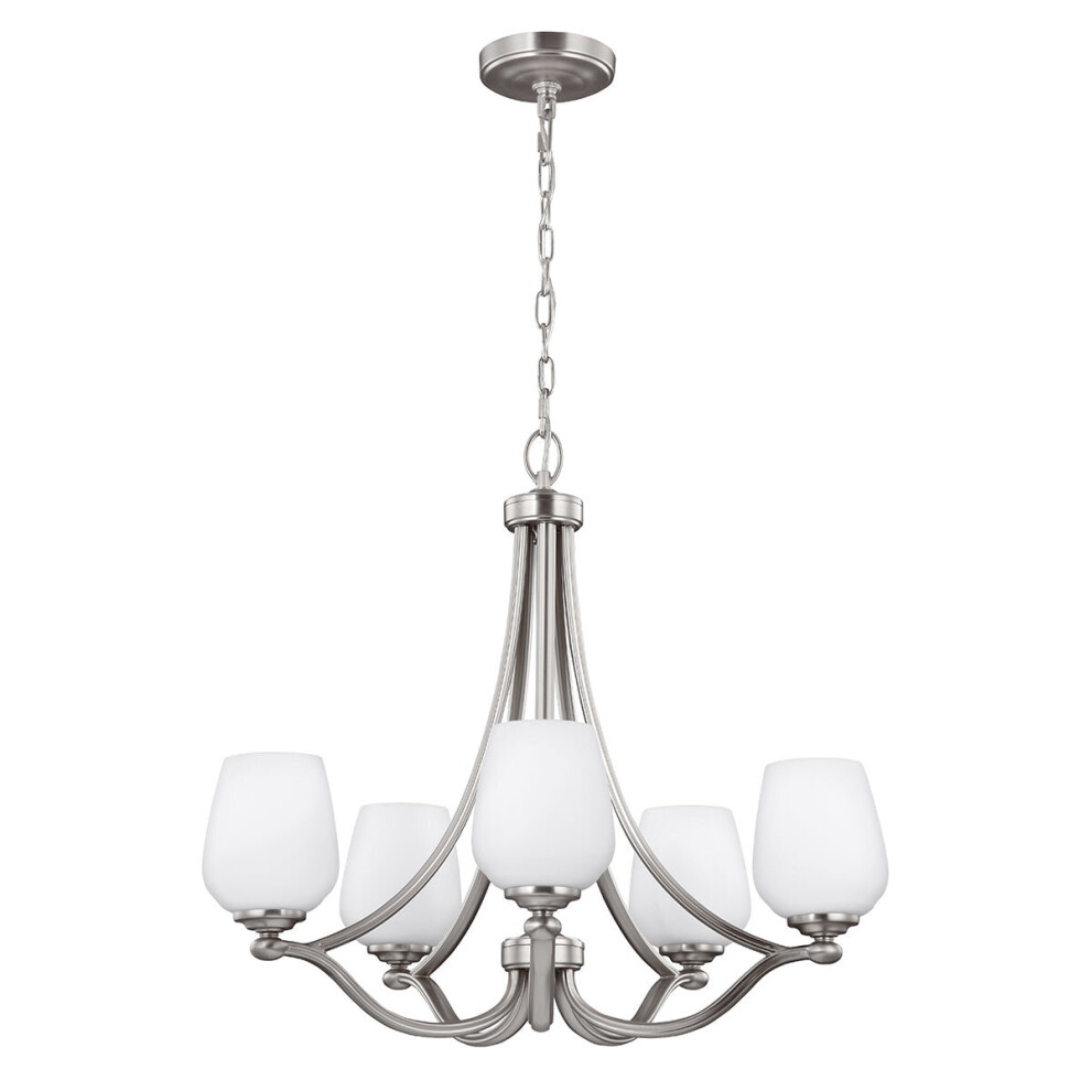 Loops 5 Bulb Chandelier Hanging Pendant Light Satin Nickel Led E27 60W Bulb