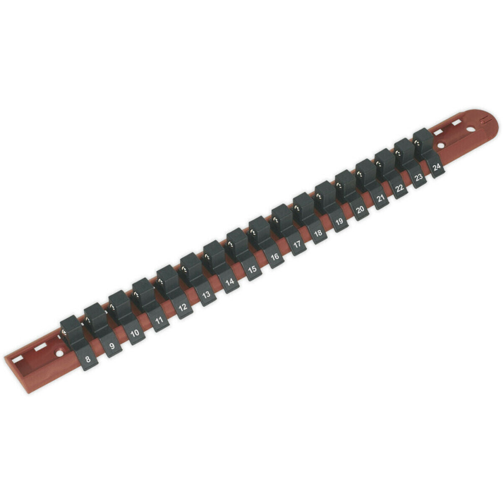 Loops 1/2" Square Drive Bit Holder - 17X Socket Capacity - Retaining Rail Bar Storage