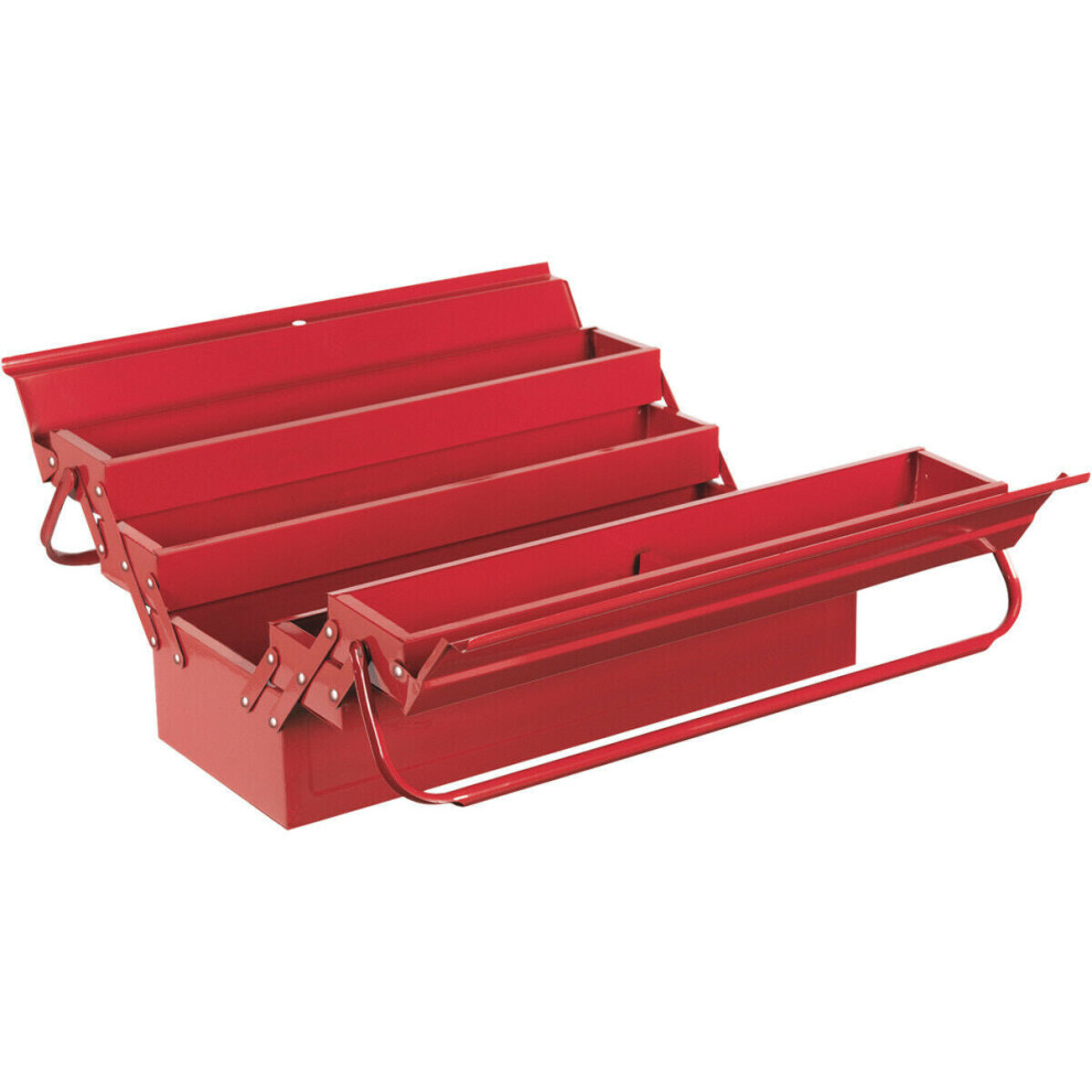 Loops 530 X 210 X 220Mm Cantilever Toolbox - 4 Tray Portable Tool Storage Case Red