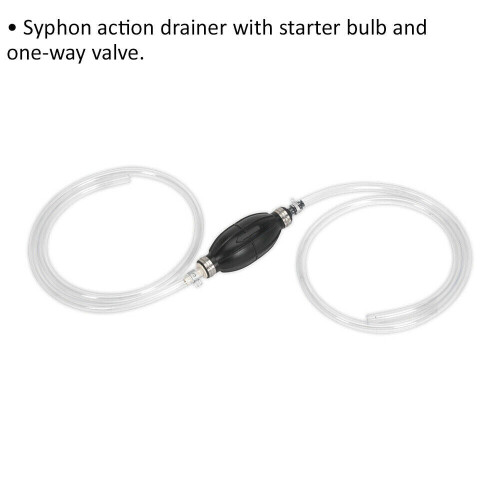 Loops 2m Emergency Fuel Transfer Pump - Syphon Action Drainer - Starter Bulb - One-Way 1