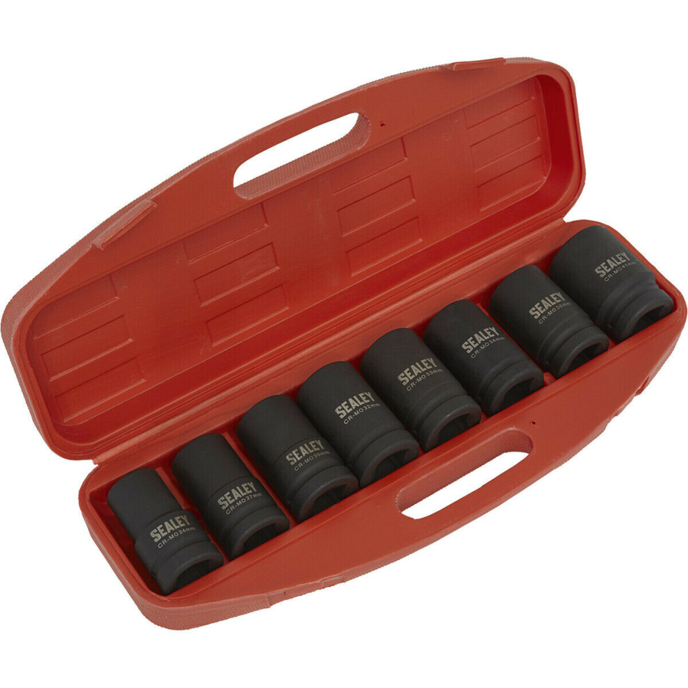 8 Piece Premium Impact Socket Set - 1" Sq Drive - Deep Sockets - High Torque 5056524254264