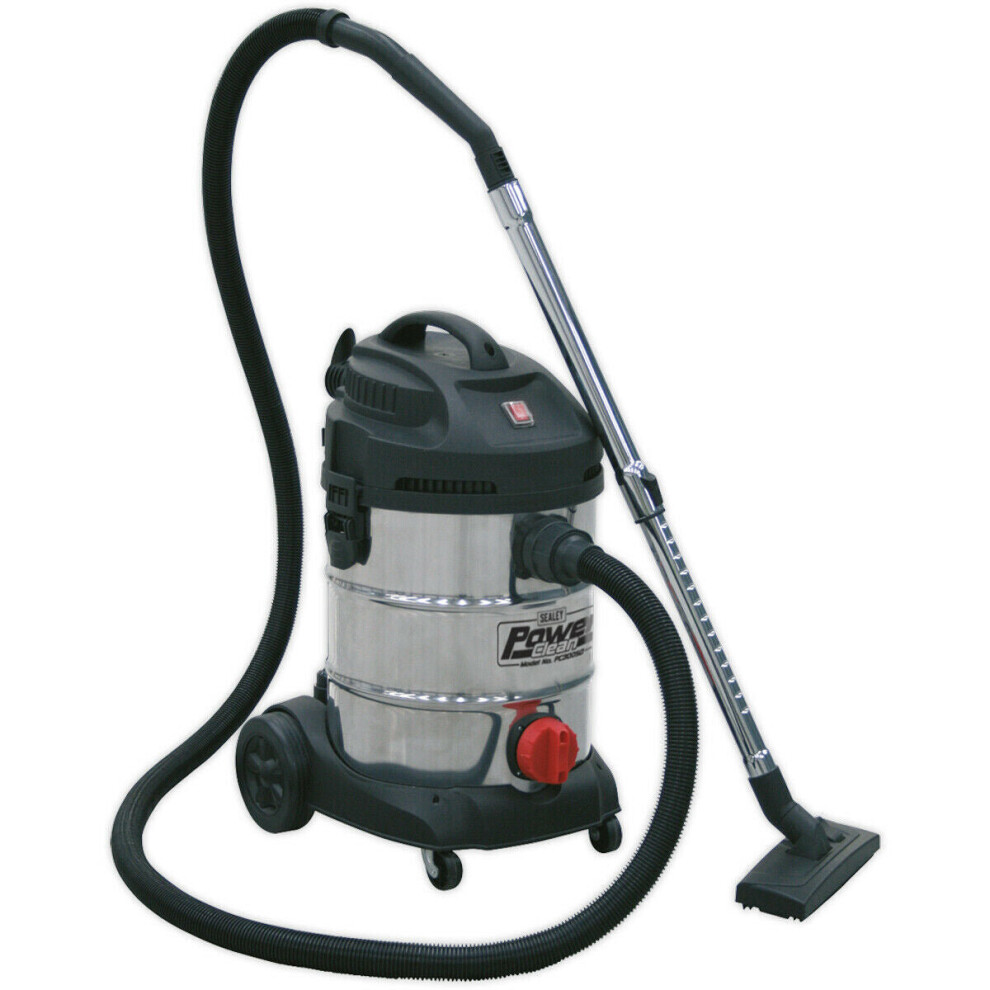 Loops 1400W Industrial Wet & Dry Vacuum Cleaner - 30L Stainless Steel Drum - 230V