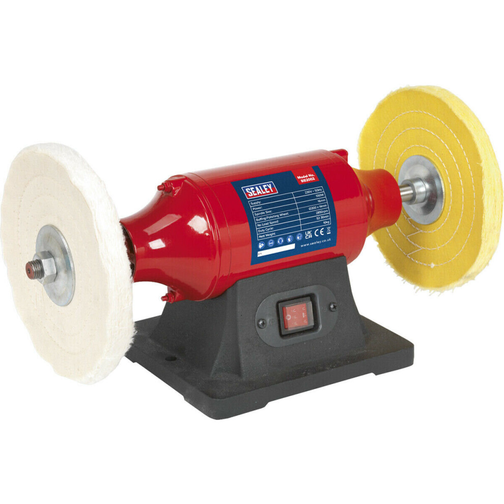 200mm Bench Mounted Buffer & Polisher - 550W Motor - Fine & Coarse Wheels