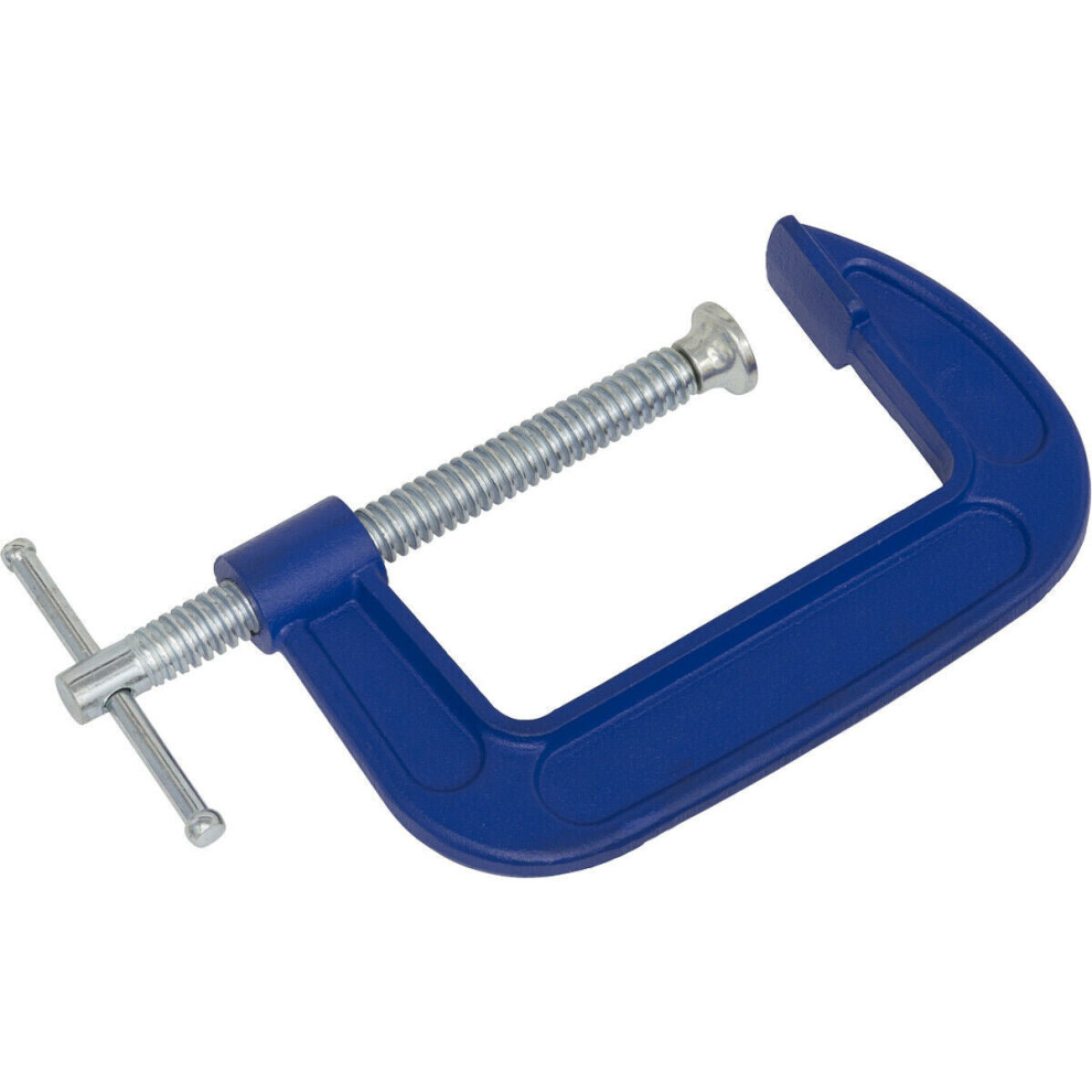 Loops 100Mm Heavy Duty Forged G-Clamp - 25Mm Throat - Threaded Screw Clamp Swivel Tip