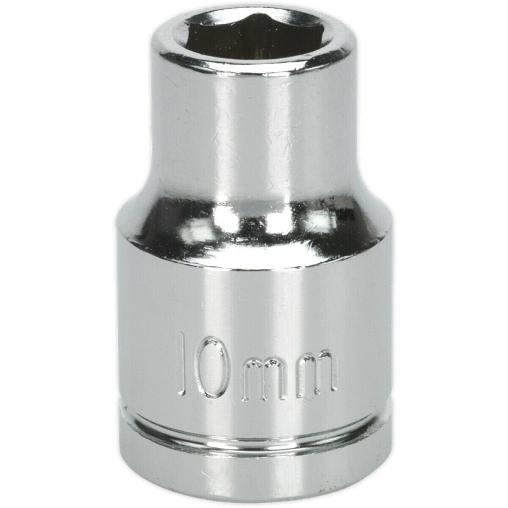 Loops 10Mm Chrome Plated Drive Socket - 1/2" Square Drive - High Grade Carbon Steel