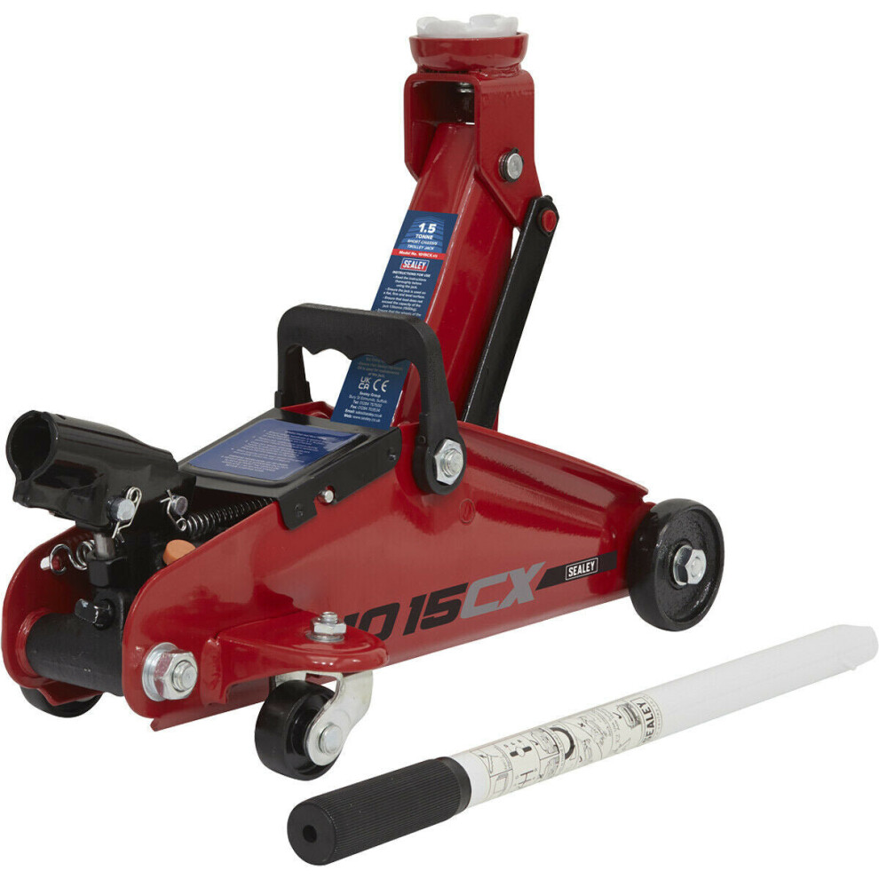Short Chassis Hydraulic Trolley Jack - 1.5 Tonne Capacity - 300Mm Max Height 5056524234532