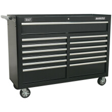 1290 x 465 x 1005mm 13 Drawer BLACK Portable Tool Chest Locking Mobile Storage