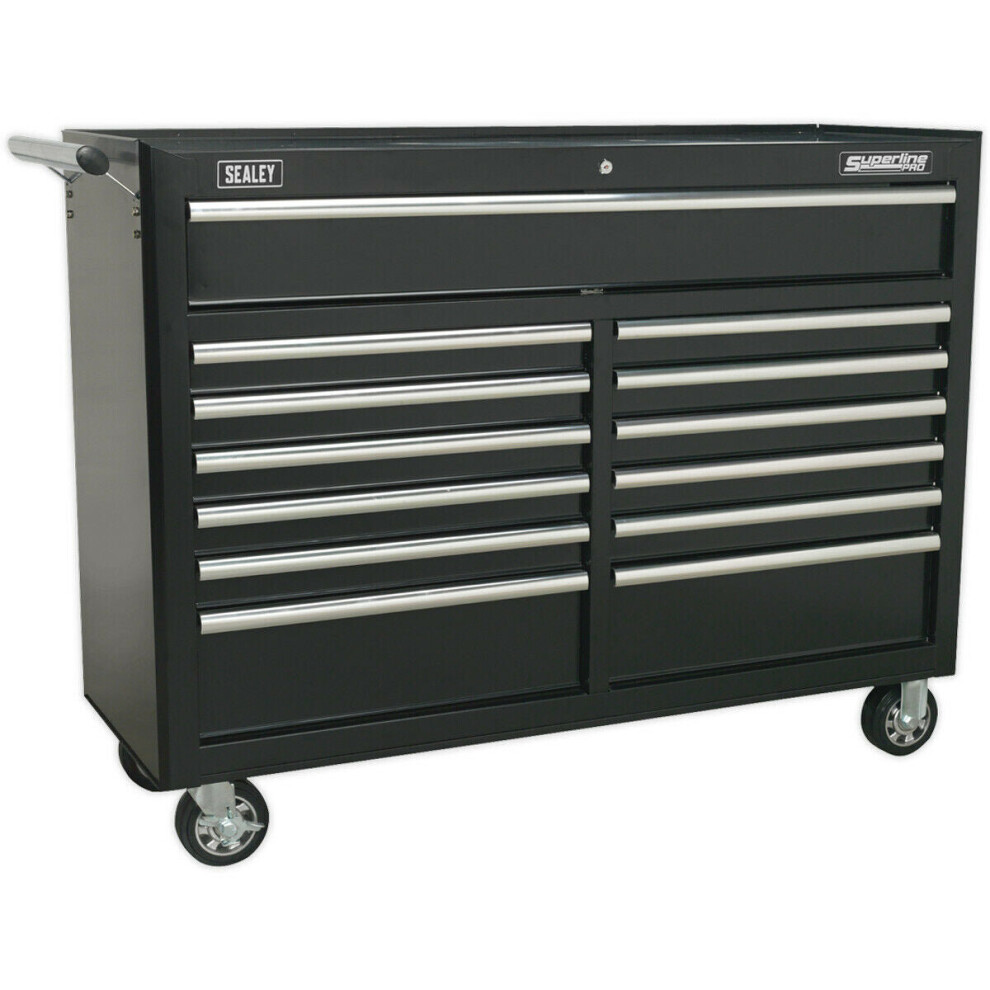 1290 x 465 x 1005mm 13 Drawer BLACK Portable Tool Chest Locking Mobile Storage