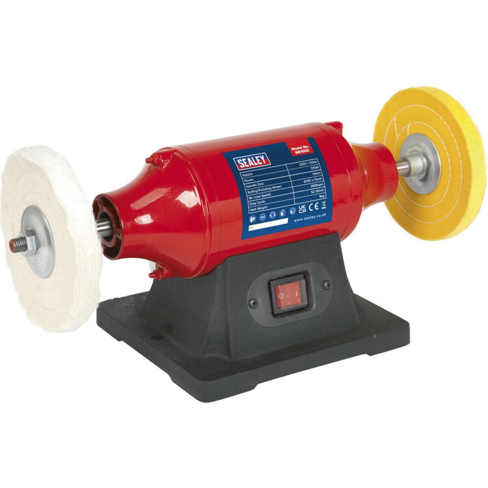 150mm Bench Mounted Buffer & Polisher - 370W Motor - Fine & Coarse Wheels