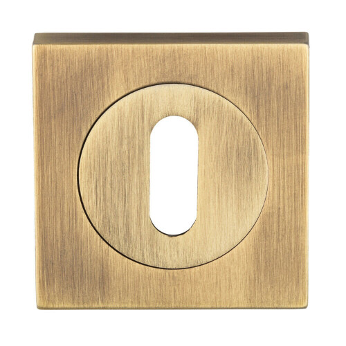 Loops Square Lock Profile Escutcheon 51 x 51mm Concealed Fix Antique Brass 1