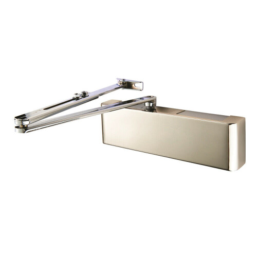 Loops Full Cover Overhead Door Closer Variable Power 2 5 Polished Nickel Plated 1
