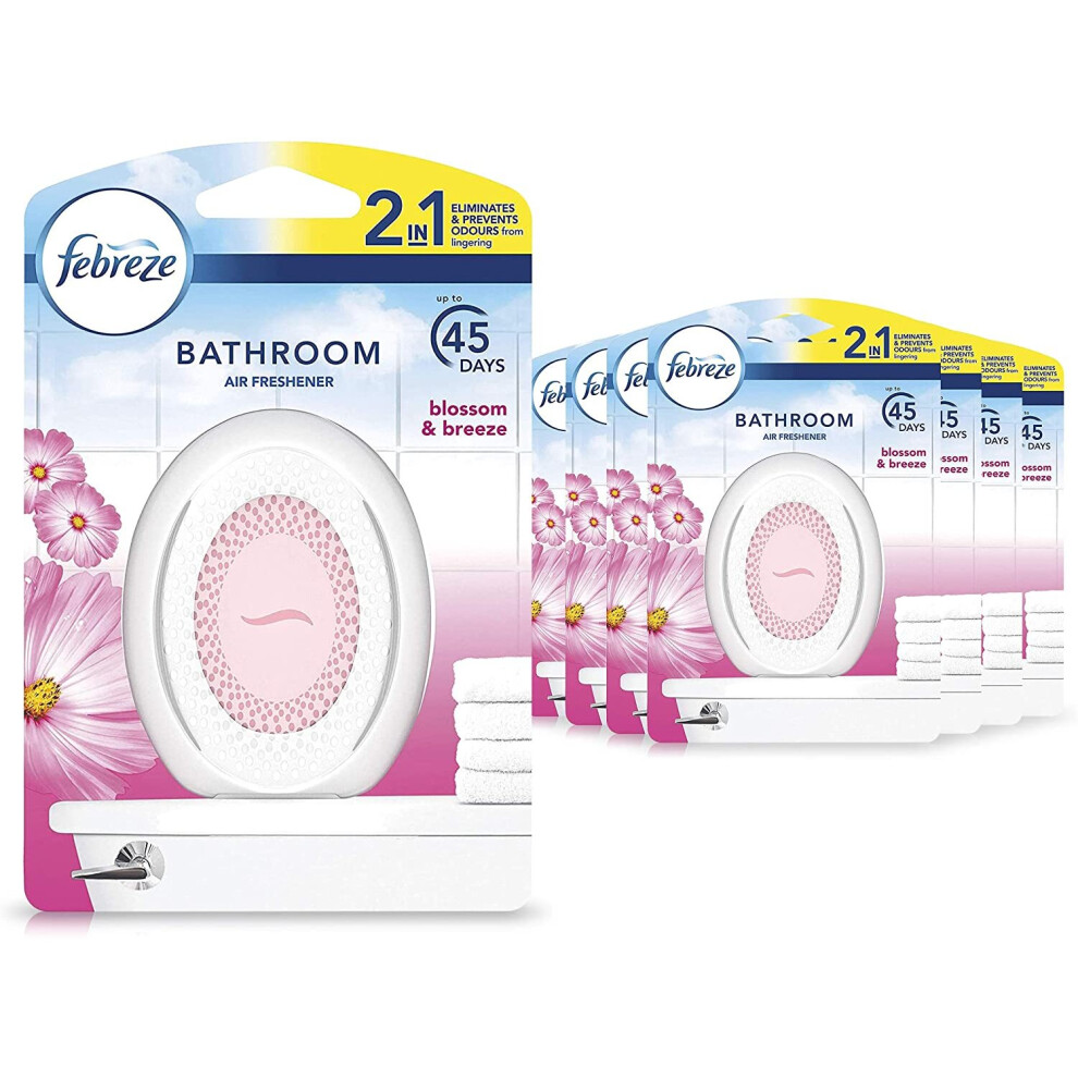 Febreze Bathroom Air Freshener, Odour Eliminator, Blossom & Breeze, Pack Of 8