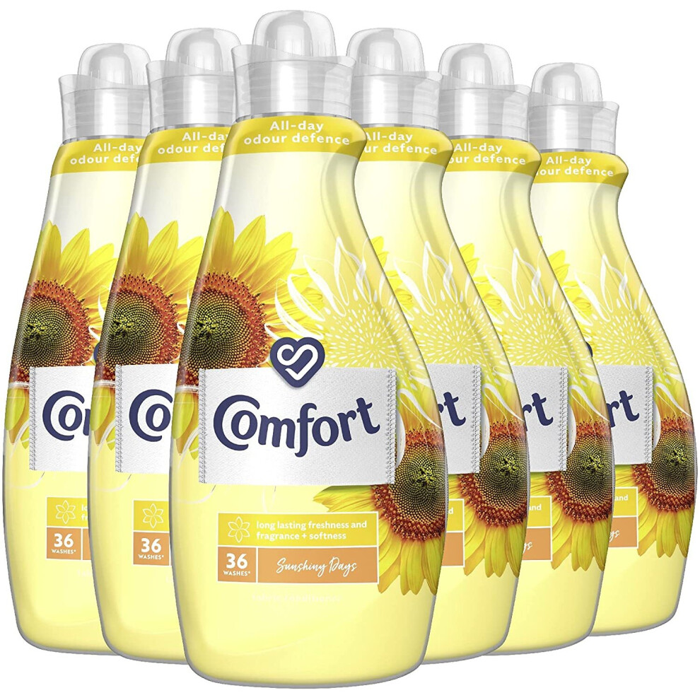 Comfort Sunshiny Days All-day Odour Defence for Your Clothes Fabric Conditioner for Long Lasting Freshness and Fragrance + Softness 36 Wash 1.26 Litre