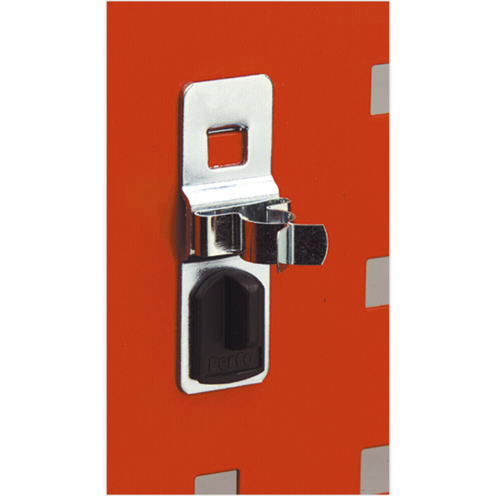 Loops 5 Pack - 16Mm Spring Clip Tool Storage Hook - Square Perfo Mount - Push Pull Arm