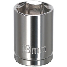 13mm Chrome Plated Drive Socket - 3/8" Square Drive - High Grade Carbon Steel
