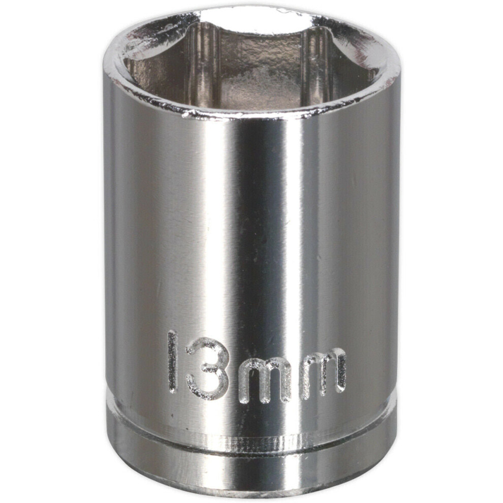 13mm Chrome Plated Drive Socket - 3/8" Square Drive - High Grade Carbon Steel