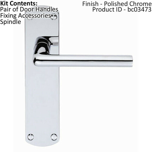 Loops Rounded Straight Bar Handle on Latch Backplate 170 x 42mm Polished Chrome 1