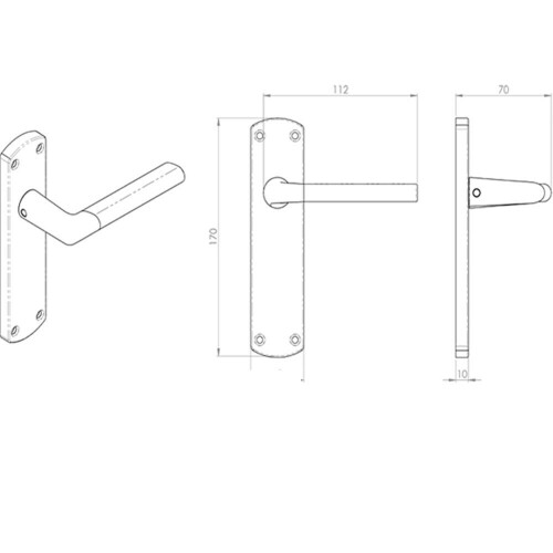 Loops Rounded Straight Bar Handle on Latch Backplate 170 x 42mm Polished Chrome 2
