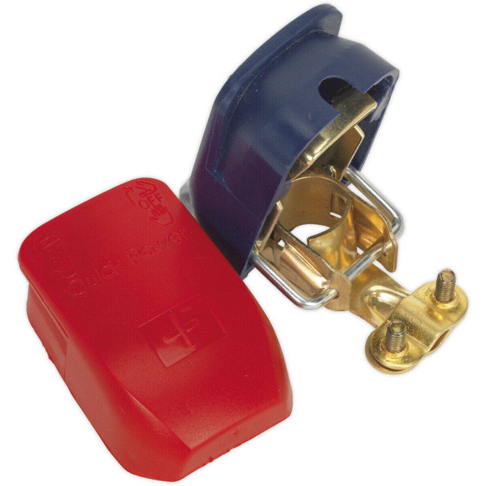 PAIR Quick Release Battery Clamps - Positive to Negative - Copper-Zinc Plated