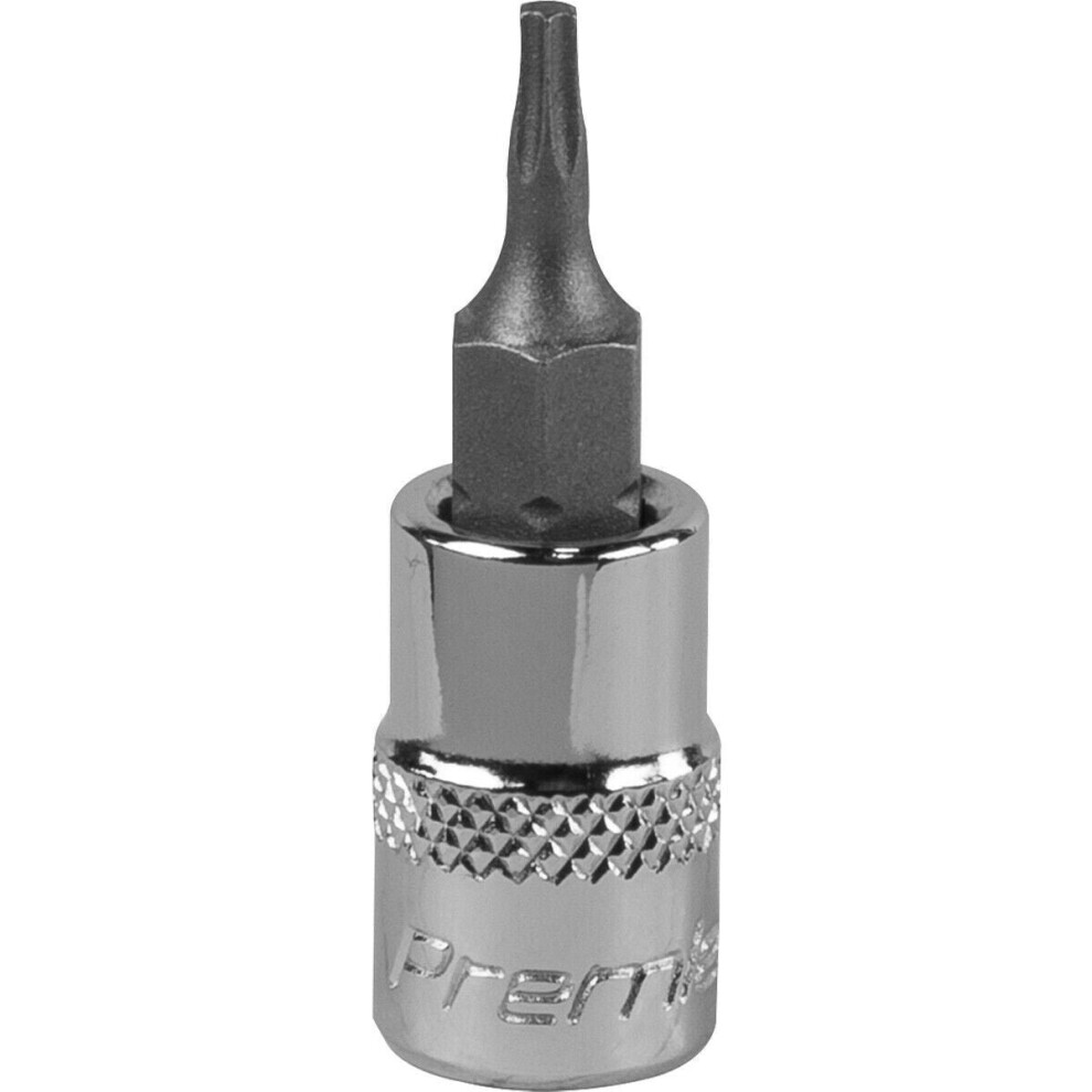 Loops T8 Trx Star Socket Bit - 1/4" Square Drive - Premium S2 Steel Head Knurled Grip