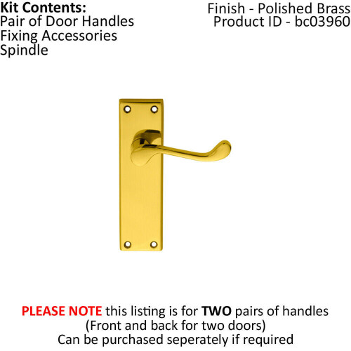 Loops 2x PAIR Victorian Scroll Lever on Sweedor Latch Backplate 150 x 43mm Brass 1