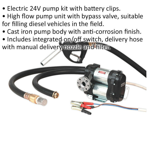 Loops 24V High Volume Diesel & Fluid Transfer Pump - High Flow Unit - Cast Iron Pump 1