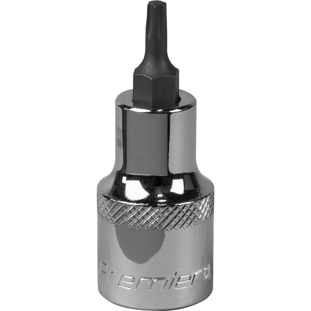 T20 TRX Star Socket Bit - 1/2" Square Drive - PREMIUM S2 Steel Head Knurled Grip