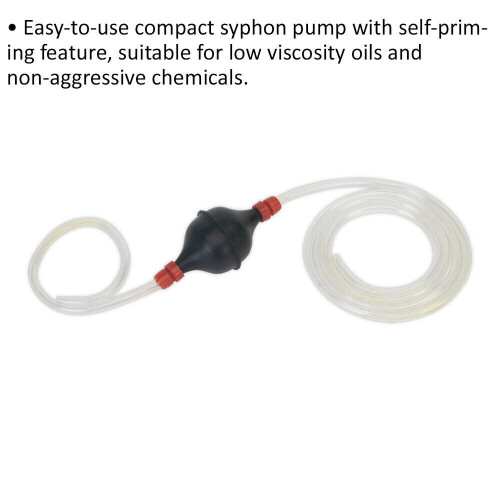 Loops 1.7m Compact Emergency Fuel Transfer Pump - Self Priming - Starter Bulb 1