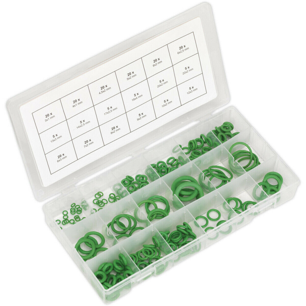 225 Piece Rubber O-Ring Assortment - Partitioned Box - Metric - Air Conditioning 5056524239612
