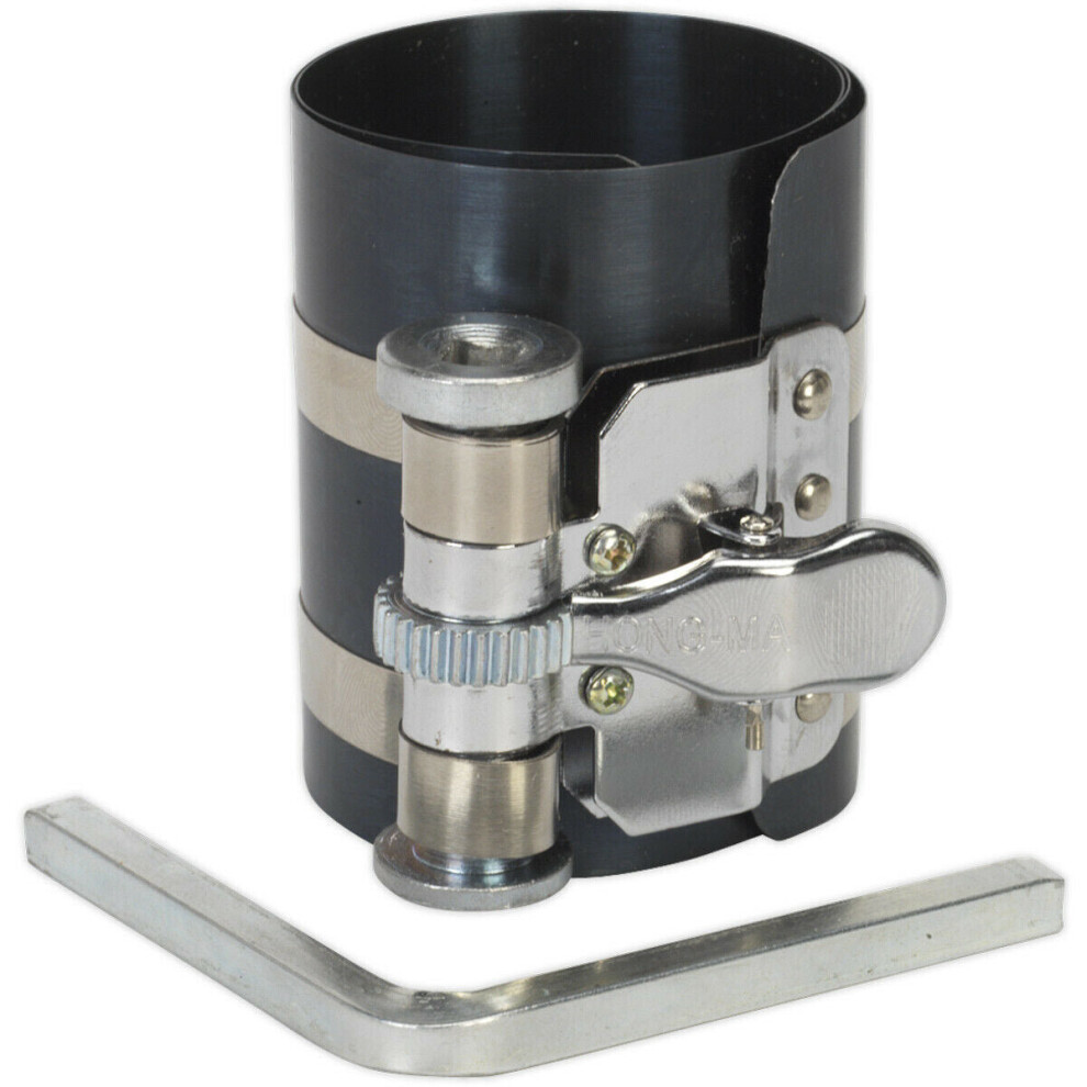 Loops 75Mm Piston Ring Compressor - 60 To 175Mm Capacity - Ratchet Action - Steel Key