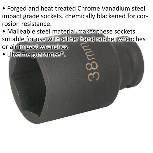 Loops 38mm DEEP Impact Socket Bit - 1/2" Square Drive - Ball Joint & Flywheel Nuts 1
