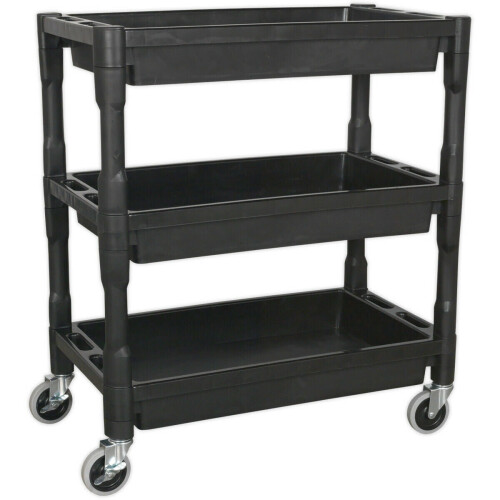 Loops 3 Level Composite Workshop Trolley - 60kg Per Shelf - Impact Resistant Plastic