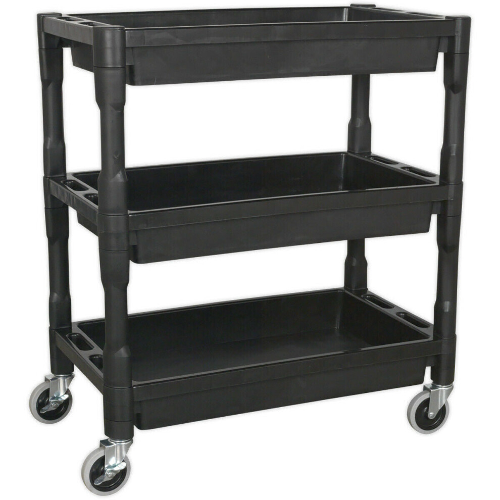 3 Level Composite Workshop Trolley - 60kg Per Shelf - Impact Resistant Plastic