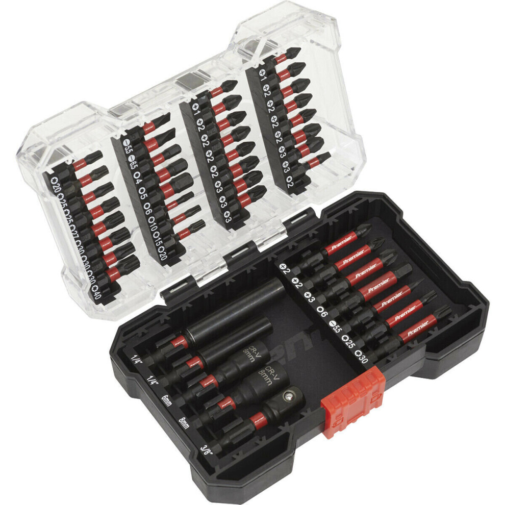 44 Piece Impact Grade Power Tool Bit Set - S2 Steel Bits - Plastic Storage Case