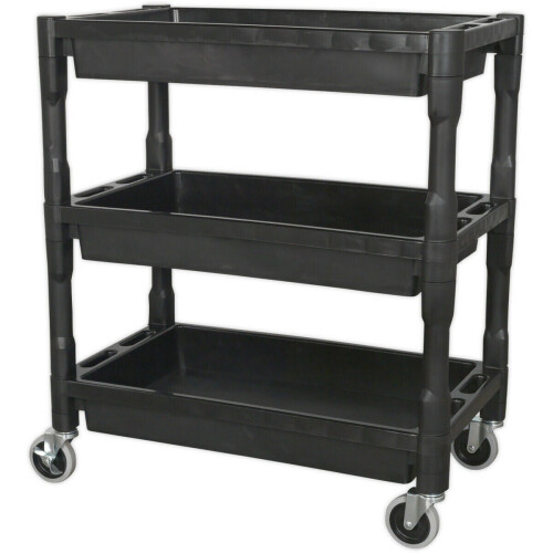 Loops 3 Level Composite Workshop Trolley - 60kg Per Shelf - Impact Resistant Plastic 2