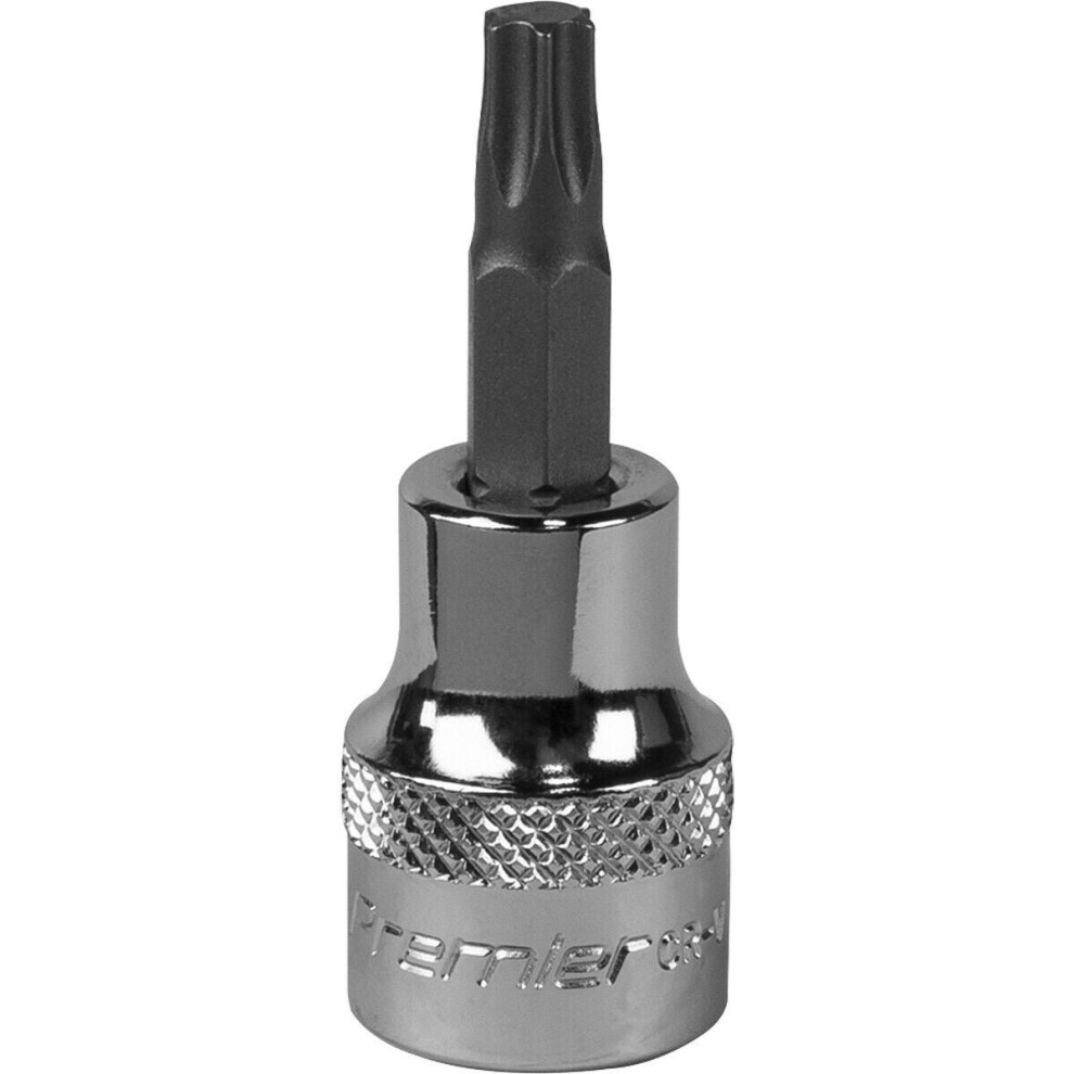 T25 TRX Star Socket Bit - 3/8" Square Drive - PREMIUM S2 Steel Head Knurled Grip