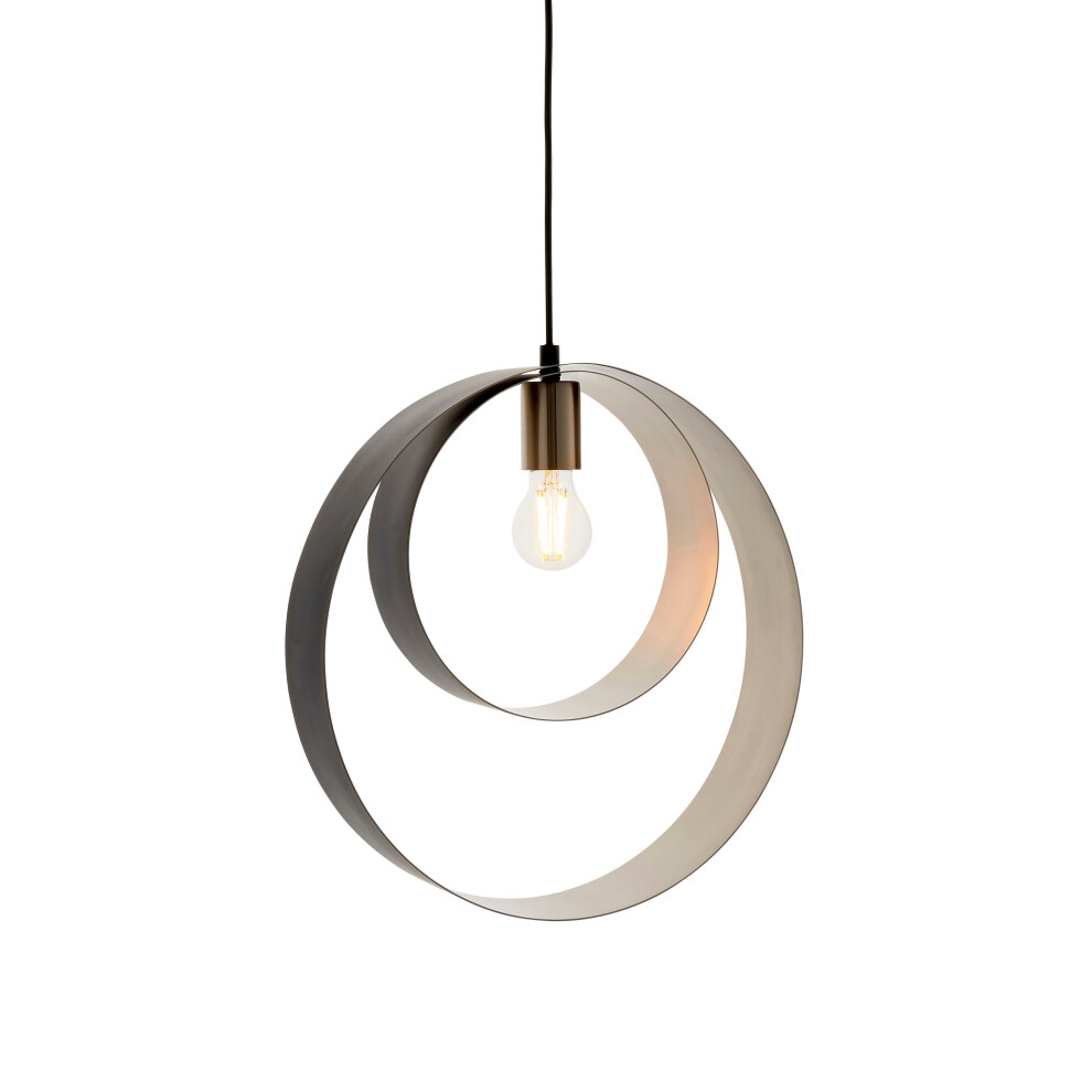 Ceiling Pendant Light Brushed Nickel Plate & Matt Black 10W LED E27