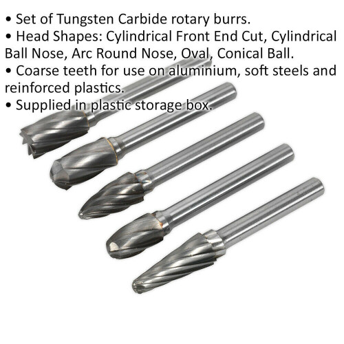 Loops 5 PACK - 10mm Tungsten Carbide Rotary Burr Bits Set - VARIOUS RIPPER / COARSE 1
