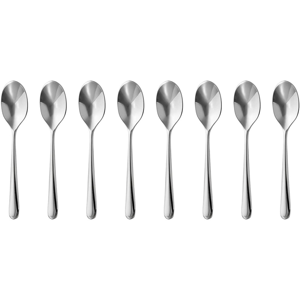 Robert Welch Kingham Bright Cutlery Coffee Spoon, Set of 8. Suitable for Espresso, Small Coffee. Made from Stainless Steel. Dishwasher Safe.