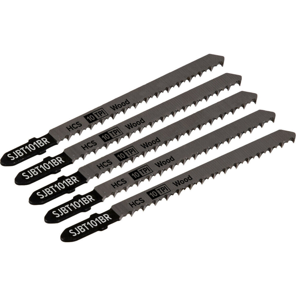 5 PACK - 100mm HARDWOOD Jigsaw Blade - 10 TPI - Ground Taper Precision DOWN Cut