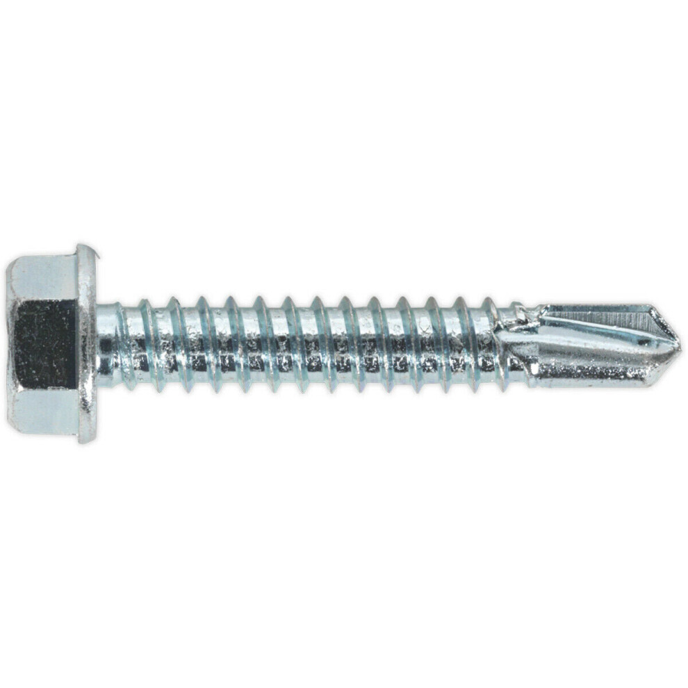 100 Pack 6.3 X 38Mm Self Drilling Hex Head Screw - Zinc Plated Fixings Screw 5056581916068