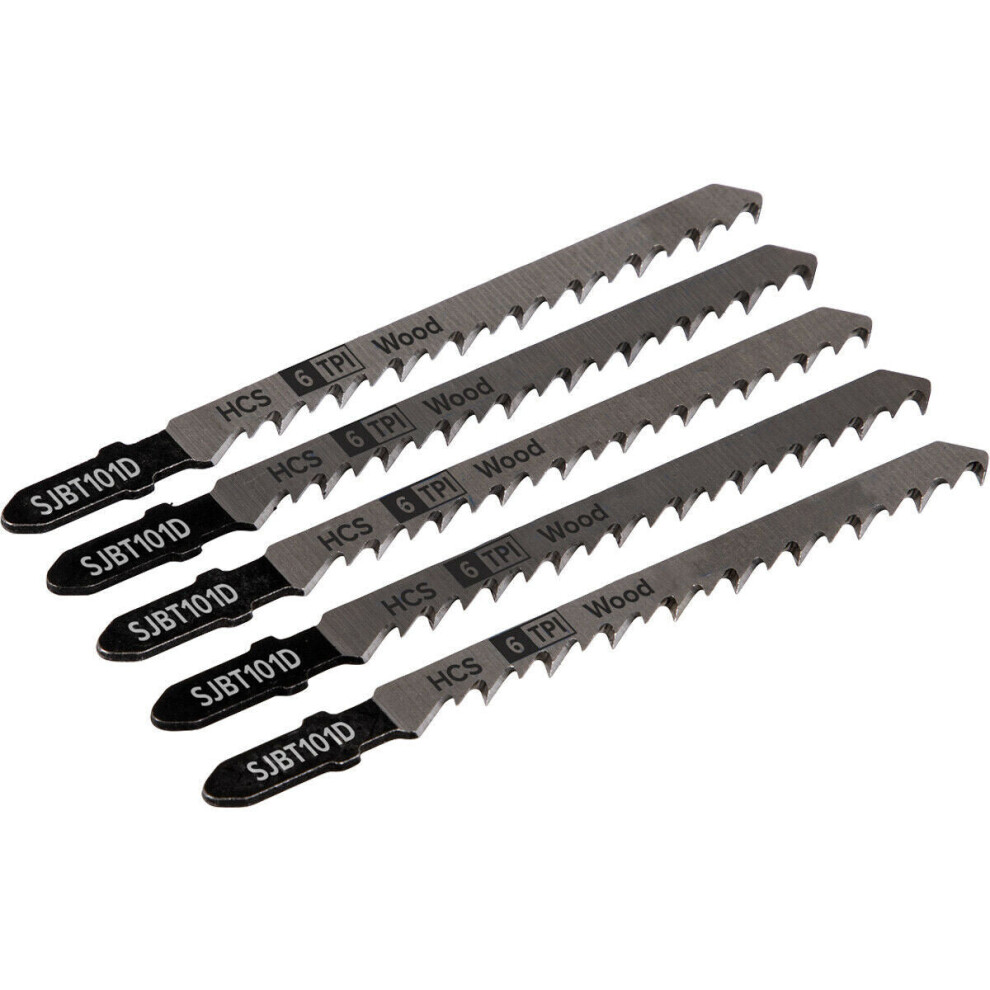 5 PACK - 100mm HARDWOOD Jigsaw Blade Set - 6 TPI - Ground Taper Precision Cut