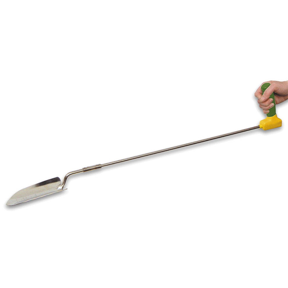 Ergonomically Long Handled Garden Trowel - Reduces Wrist Stress - Gardening Aid