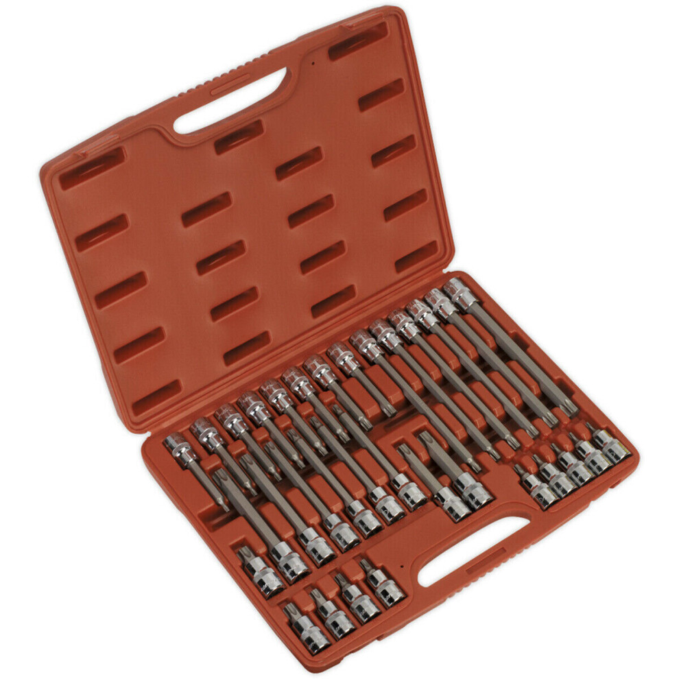 32pc TRX Star Short & Long Socket Bit Set - 1/2" Square Drive Mechanic Vehicle