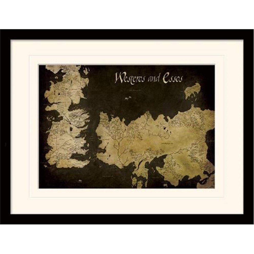 Game Of Thrones Mp11393p-Pl Westeros And Essos Antique Map 30X40 Cm Mounted & Framed Black