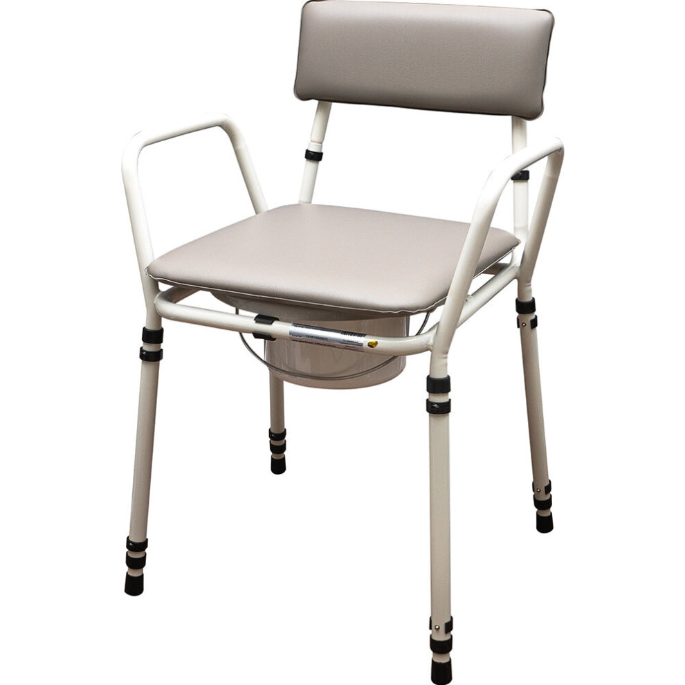 Aidapt Height Adjustable Bedroom Bathroom Commode Chair - 5 Litre Pail With Lid - Grey