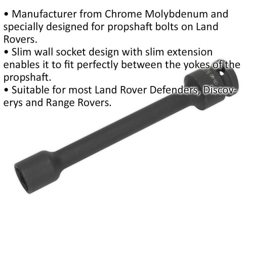 Loops 9/16" x 150mm Propshaft Impact Socket Tool - 1/2" Square Drive - For Land Rover 1