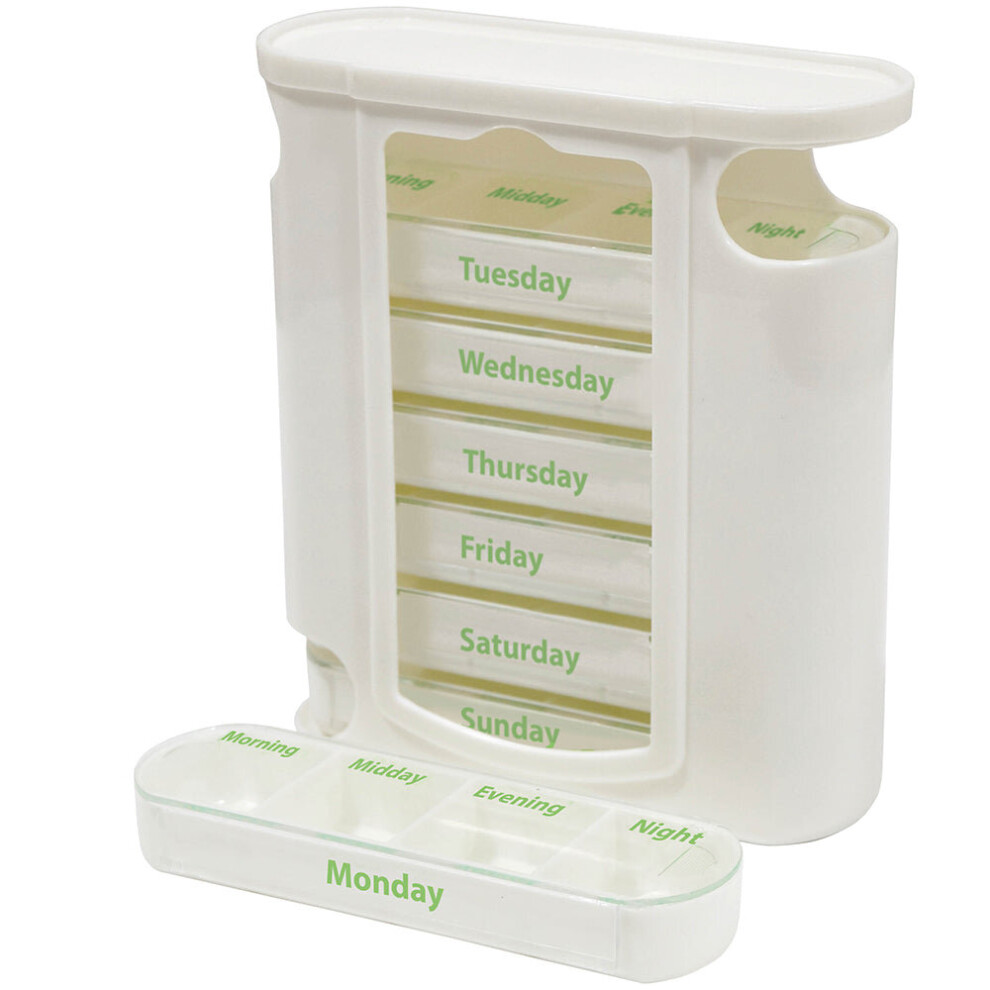 Loops Weekday Pill Dispenser - 7 X 4 Compartment Tablet Dispenser - Slide Open Lids