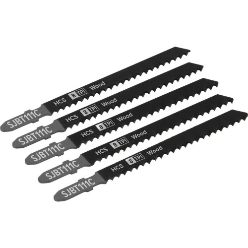 Loops 5 PACK - 100mm WOOD Jigsaw Blade Set - 8 TPI - Ground Taper Precision Cut