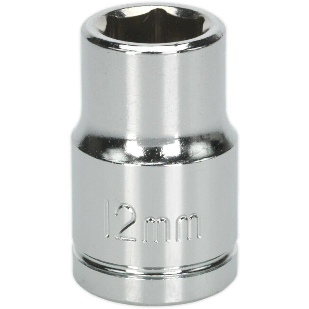 12Mm Chrome Plated Drive Socket - 1/2" Square Drive - High Grade Carbon Steel 5056581904317